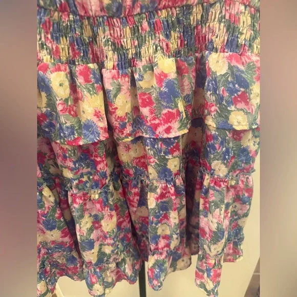 Entro Multicolor Floral Split V neck with Dainty Self Tie Mini Dress - Picture 6 of 13